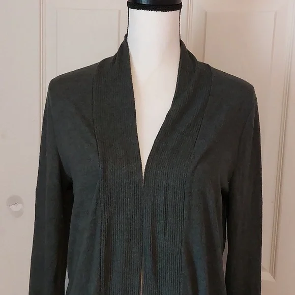 Papermoon Dark Olive Green Open Front Cardigan Wrap Sweater Size M - Picture 2 of 9